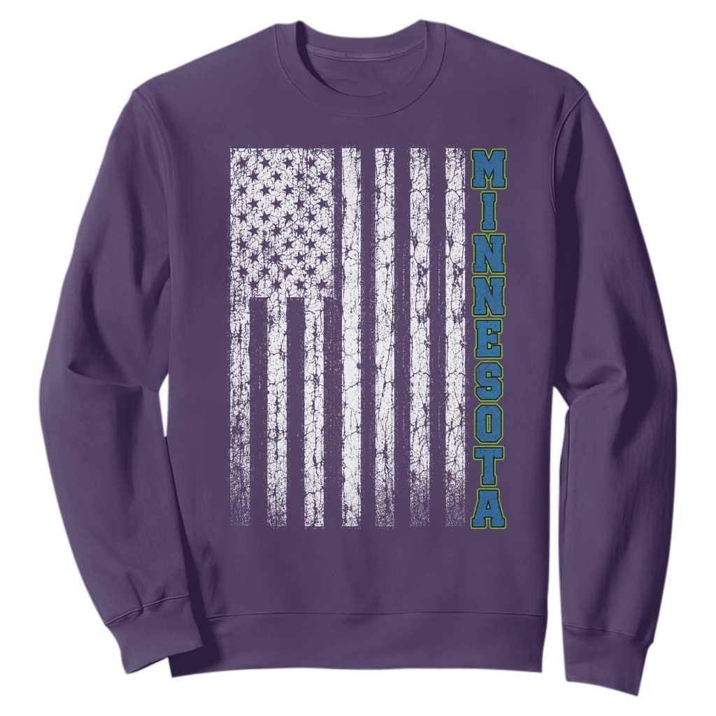 Minnesota MN State Pride Vintage American Flag Sweatshirt TS11 Purple Print Your Wear