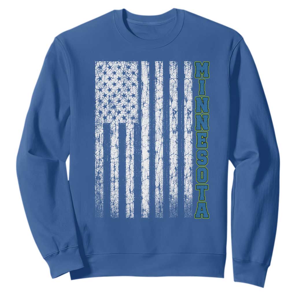 Minnesota MN State Pride Vintage American Flag Sweatshirt TS11 Royal Blue Print Your Wear