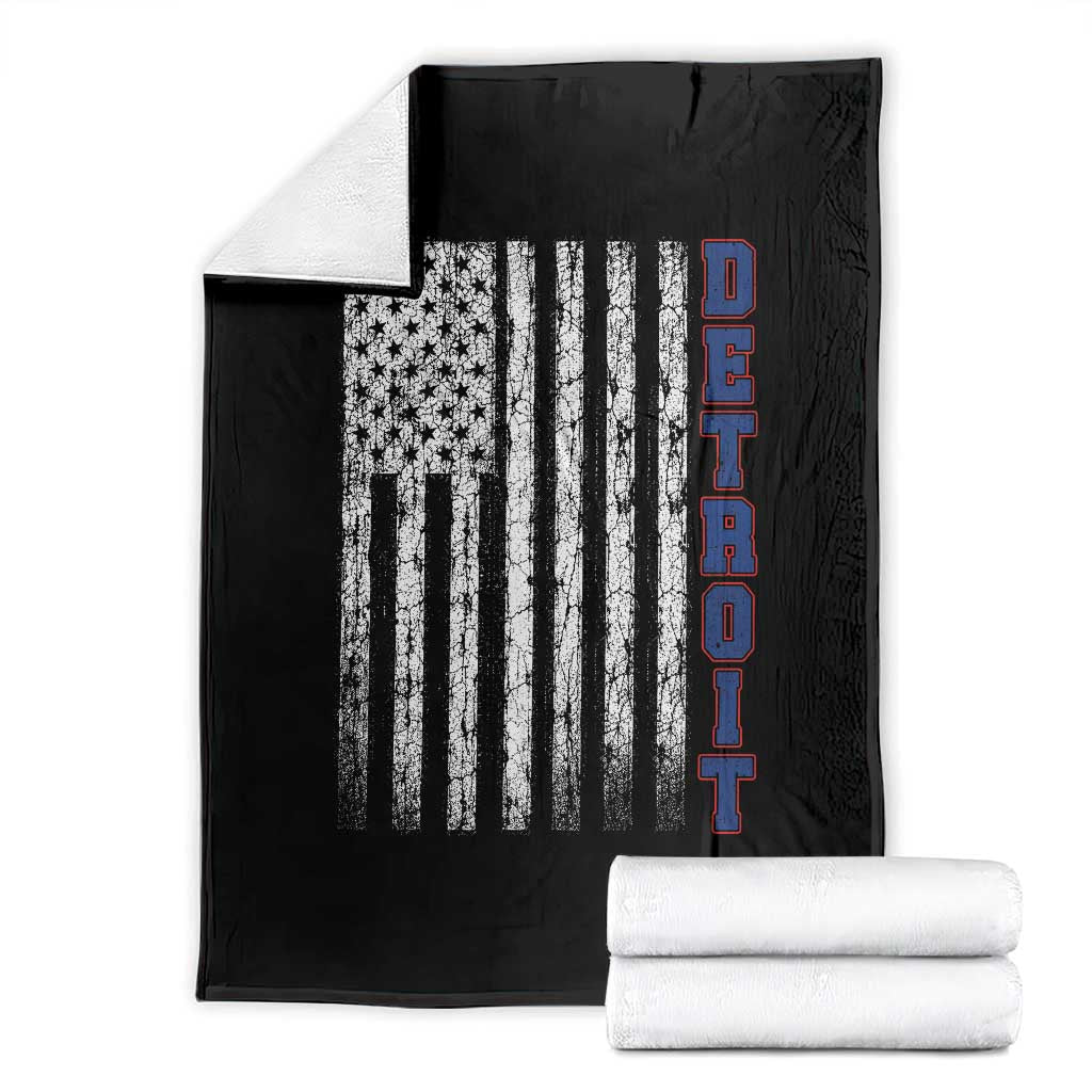 Detroit Michigan State Pride Vintage American Flag Throw Blanket TS11 Black Print Your Wear