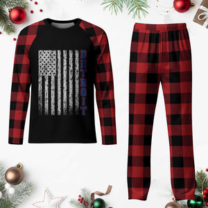 Detroit Michigan State Pride Vintage American Flag Plaid Pajama Set TS11 Buffalo Plaid Print Your Wear