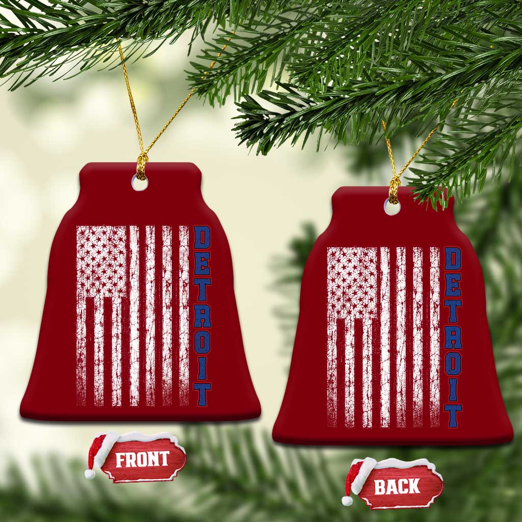 Detroit Michigan State Pride Vintage American Flag Ceramic Ornament TS11 Print Your Wear