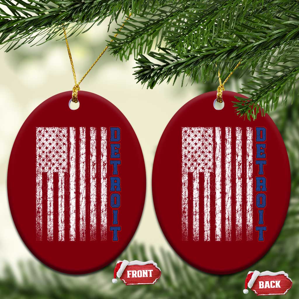 Detroit Michigan State Pride Vintage American Flag Ceramic Ornament TS11 Print Your Wear