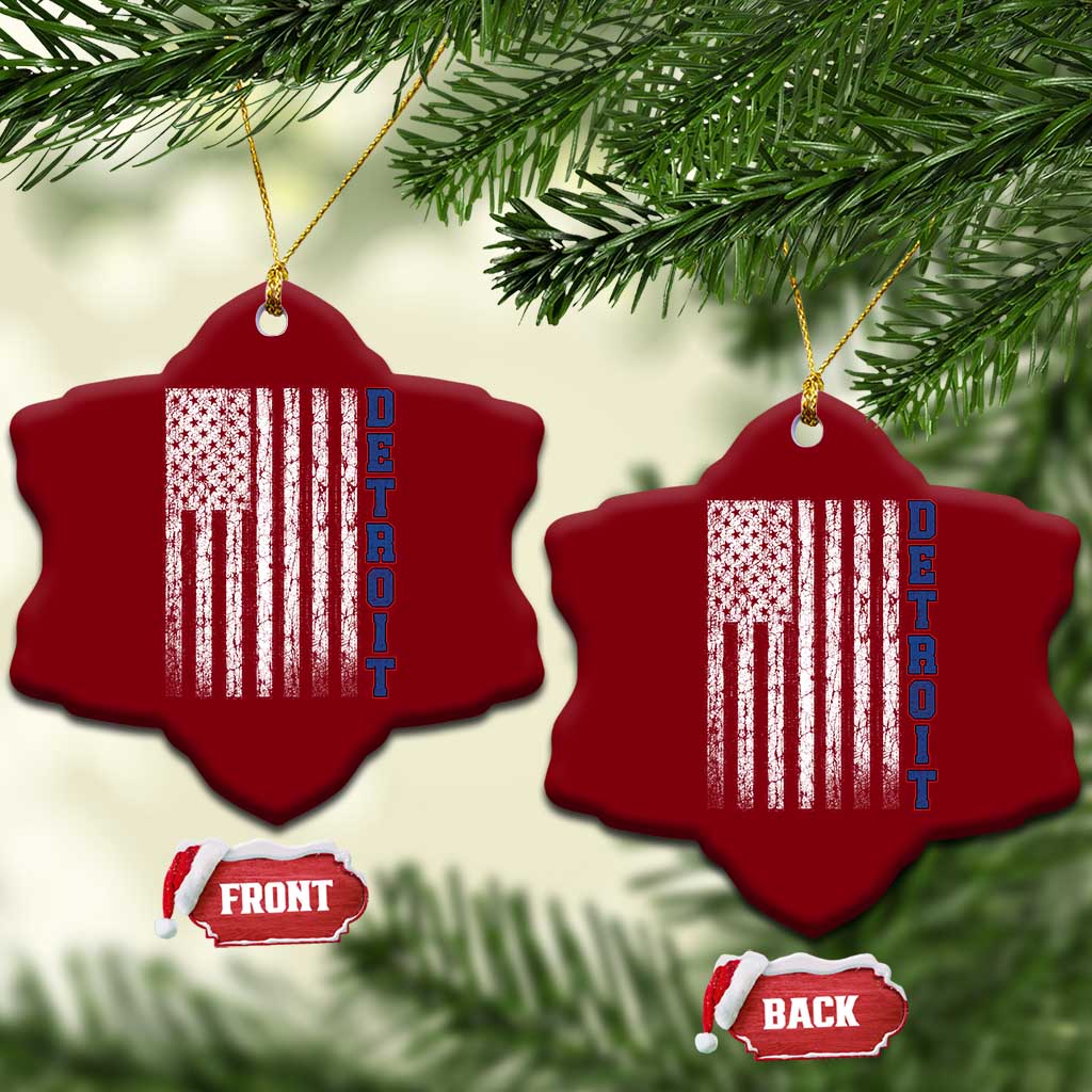 Detroit Michigan State Pride Vintage American Flag Ceramic Ornament TS11 Print Your Wear