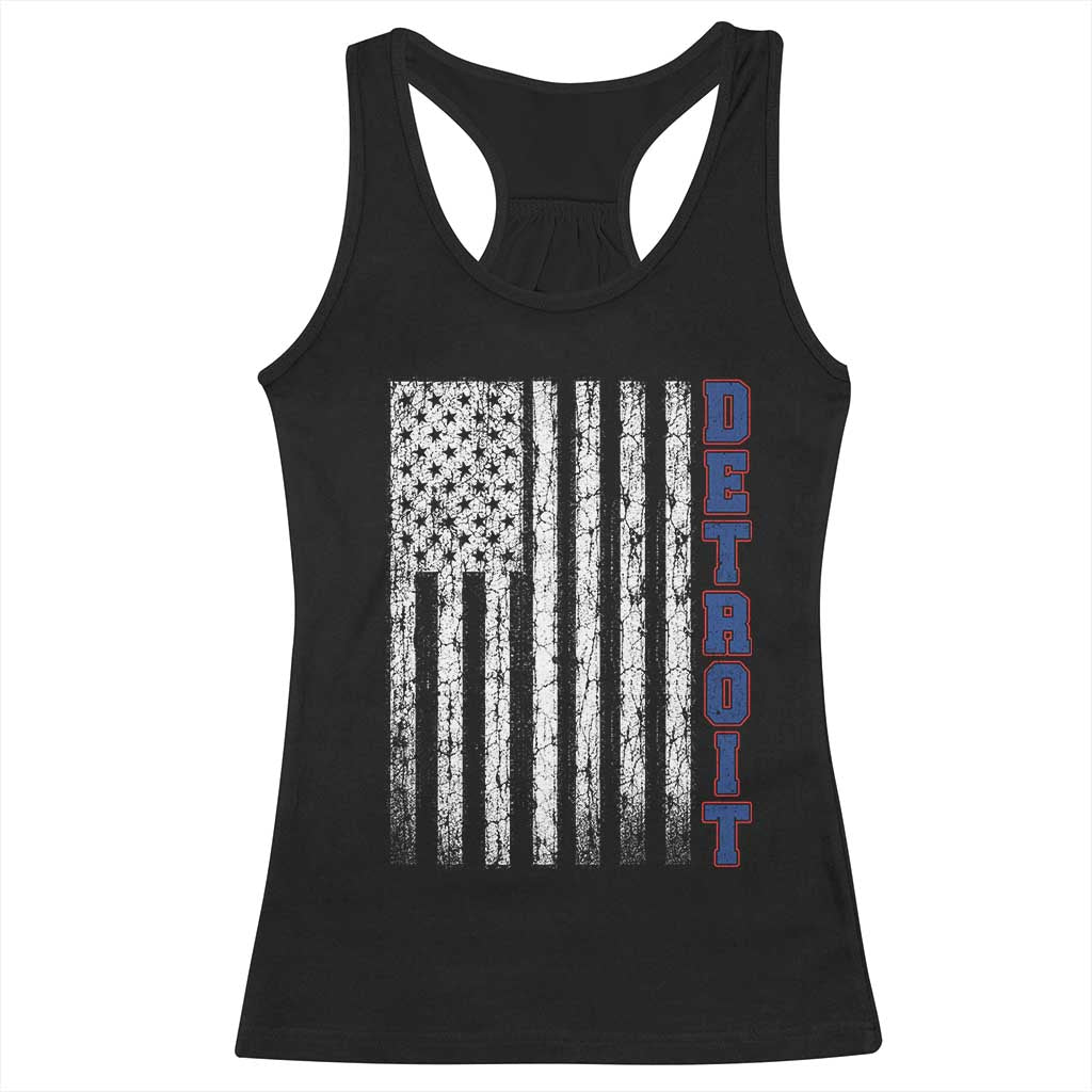 Detroit Michigan State Pride Vintage American Flag Racerback Tank Top TS11 Black Print Your Wear