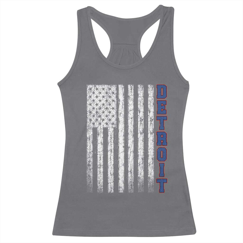 Detroit Michigan State Pride Vintage American Flag Racerback Tank Top TS11 Charcoal Print Your Wear