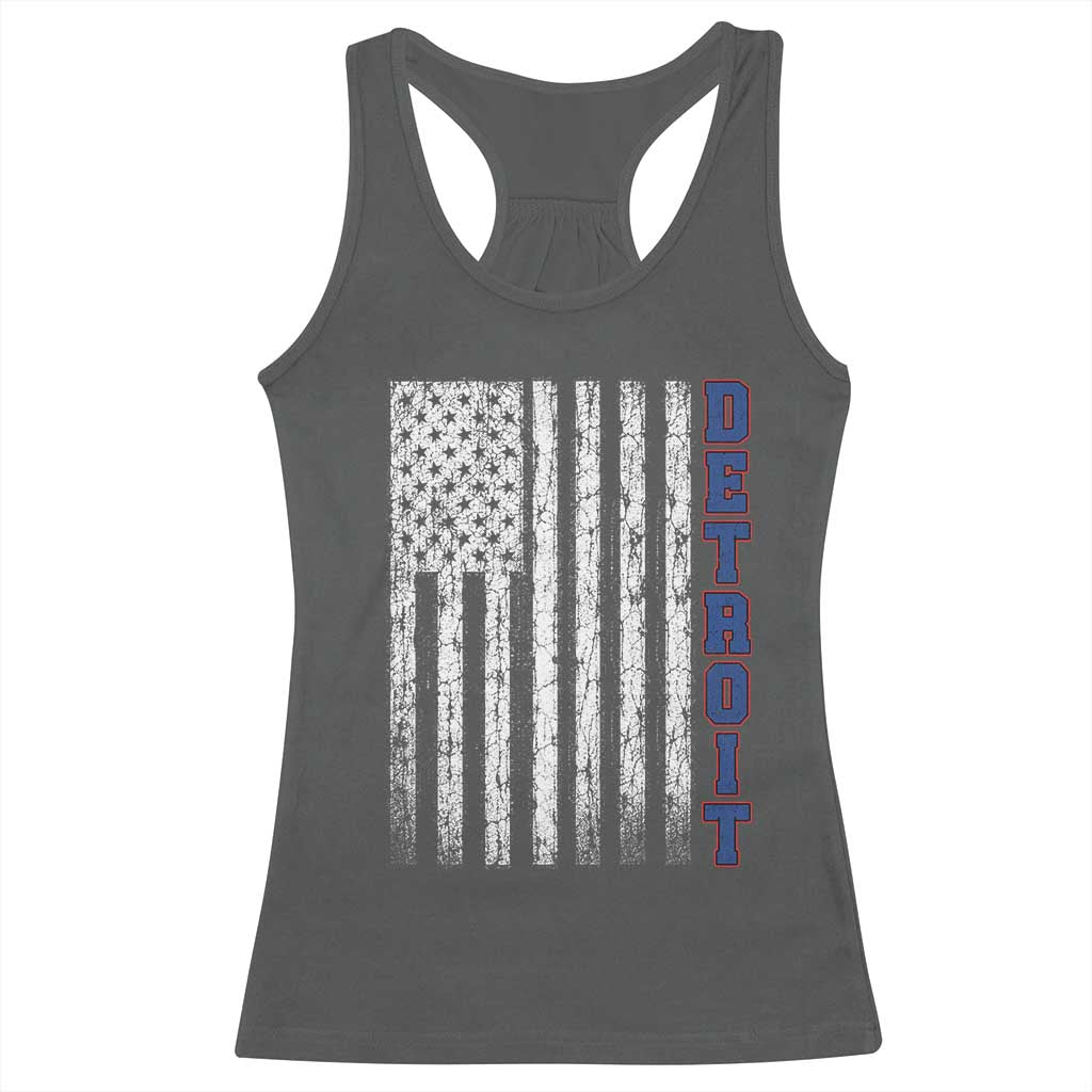 Detroit Michigan State Pride Vintage American Flag Racerback Tank Top TS11 Dark Heather Print Your Wear