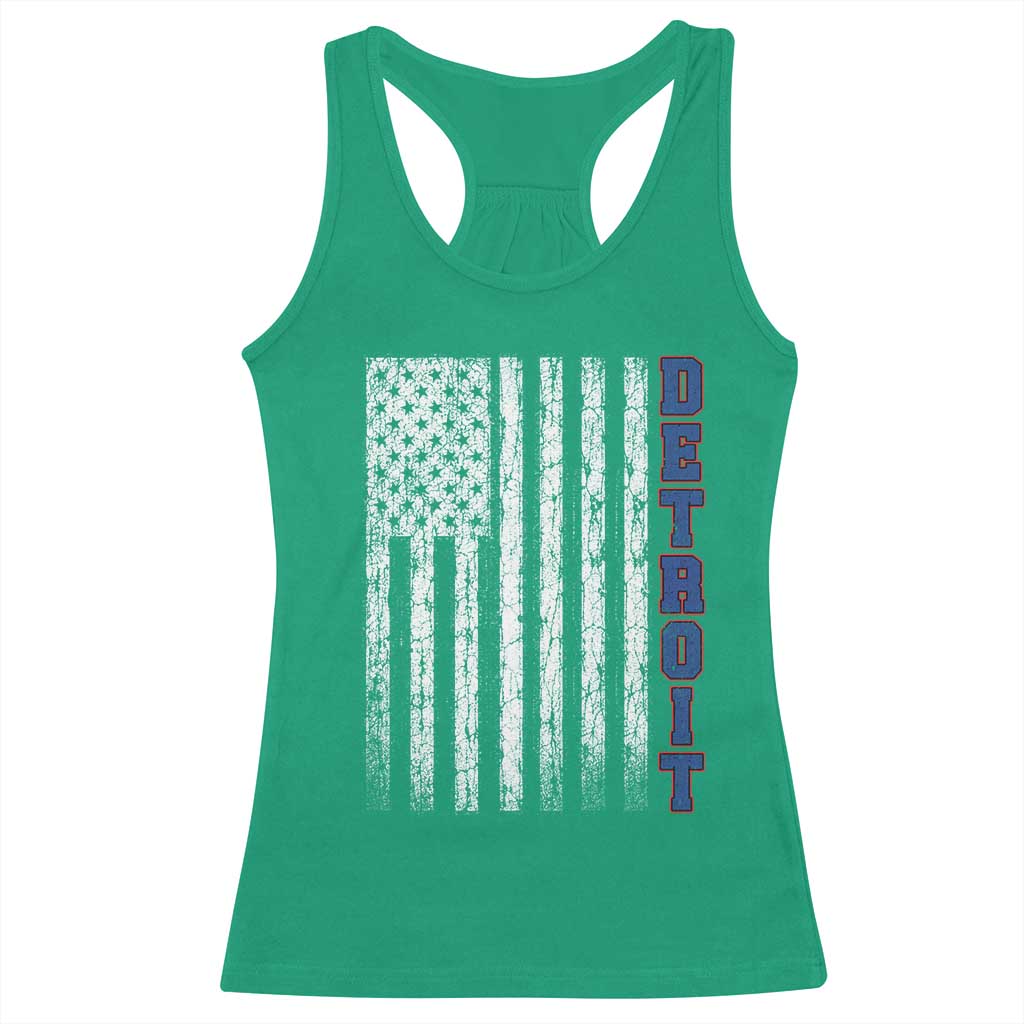 Detroit Michigan State Pride Vintage American Flag Racerback Tank Top TS11 Irish Green Print Your Wear