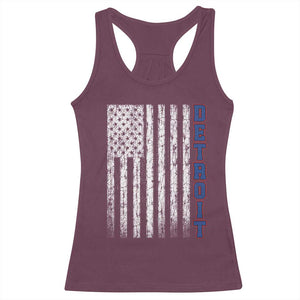 Detroit Michigan State Pride Vintage American Flag Racerback Tank Top TS11 Maroon Print Your Wear