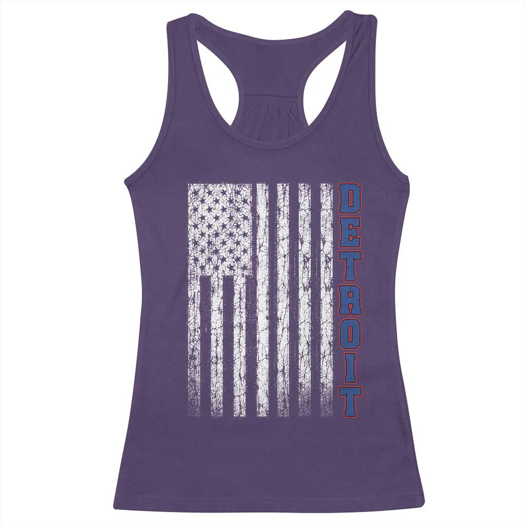 Detroit Michigan State Pride Vintage American Flag Racerback Tank Top TS11 Purple Print Your Wear