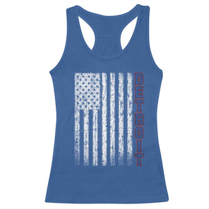 Detroit Michigan State Pride Vintage American Flag Racerback Tank Top TS11 Royal Blue Print Your Wear