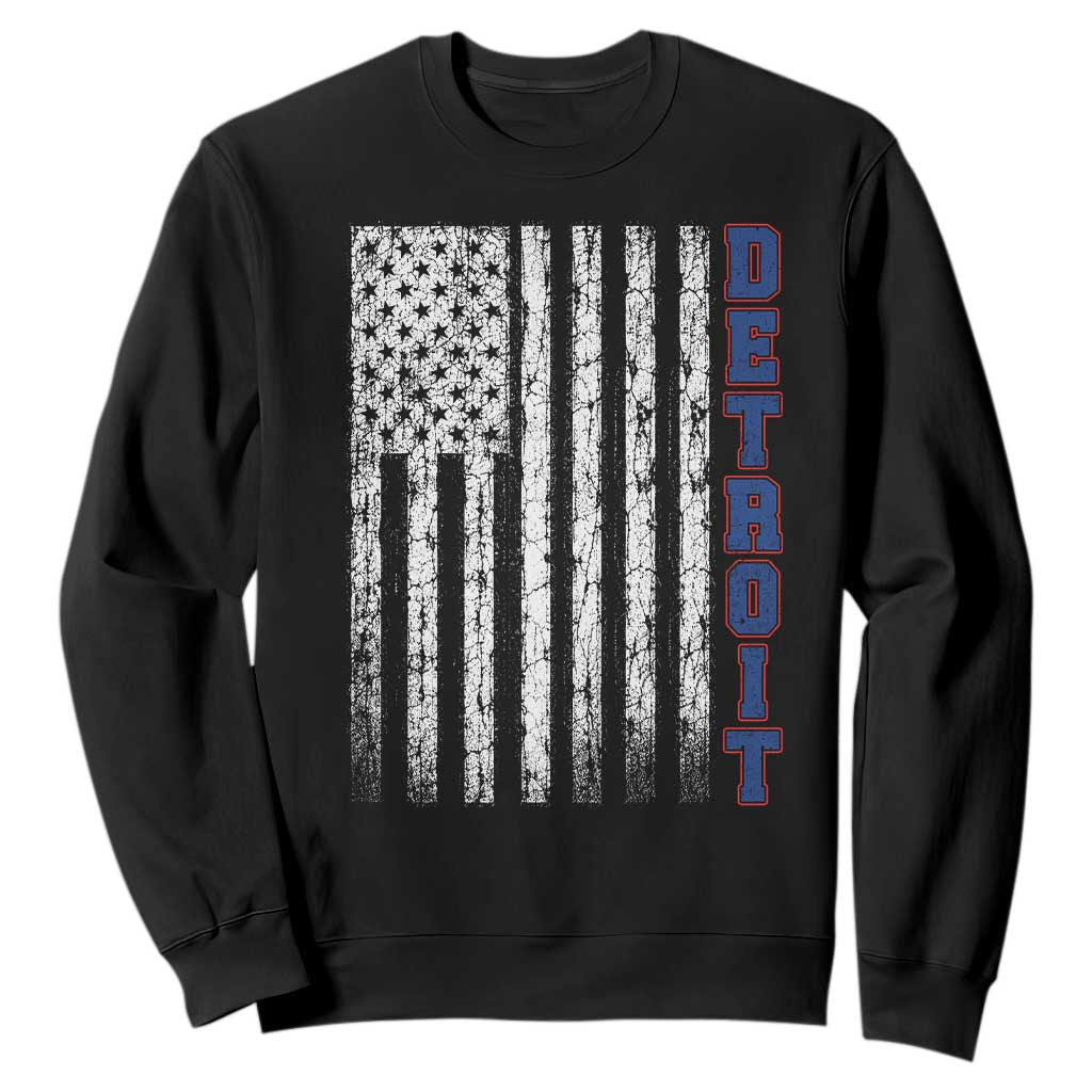 Detroit Michigan State Pride Vintage American Flag Sweatshirt TS11 Black Print Your Wear