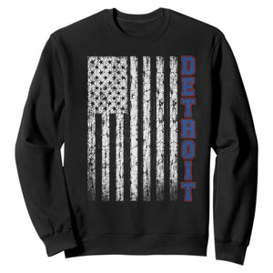Detroit Michigan State Pride Vintage American Flag Sweatshirt TS11 Black Print Your Wear