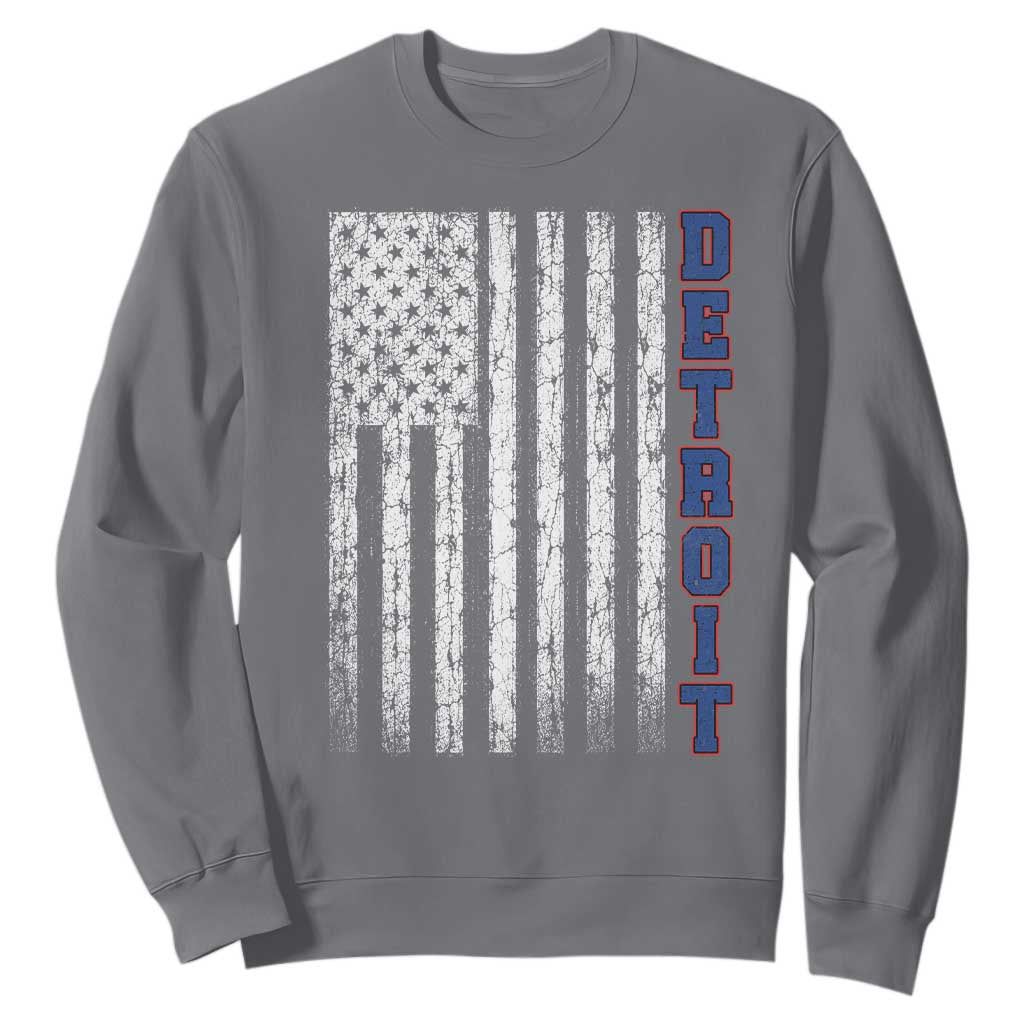 Detroit Michigan State Pride Vintage American Flag Sweatshirt TS11 Charcoal Print Your Wear