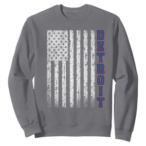 Detroit Michigan State Pride Vintage American Flag Sweatshirt TS11 Charcoal Print Your Wear