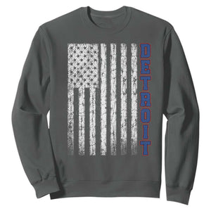Detroit Michigan State Pride Vintage American Flag Sweatshirt TS11 Dark Heather Print Your Wear
