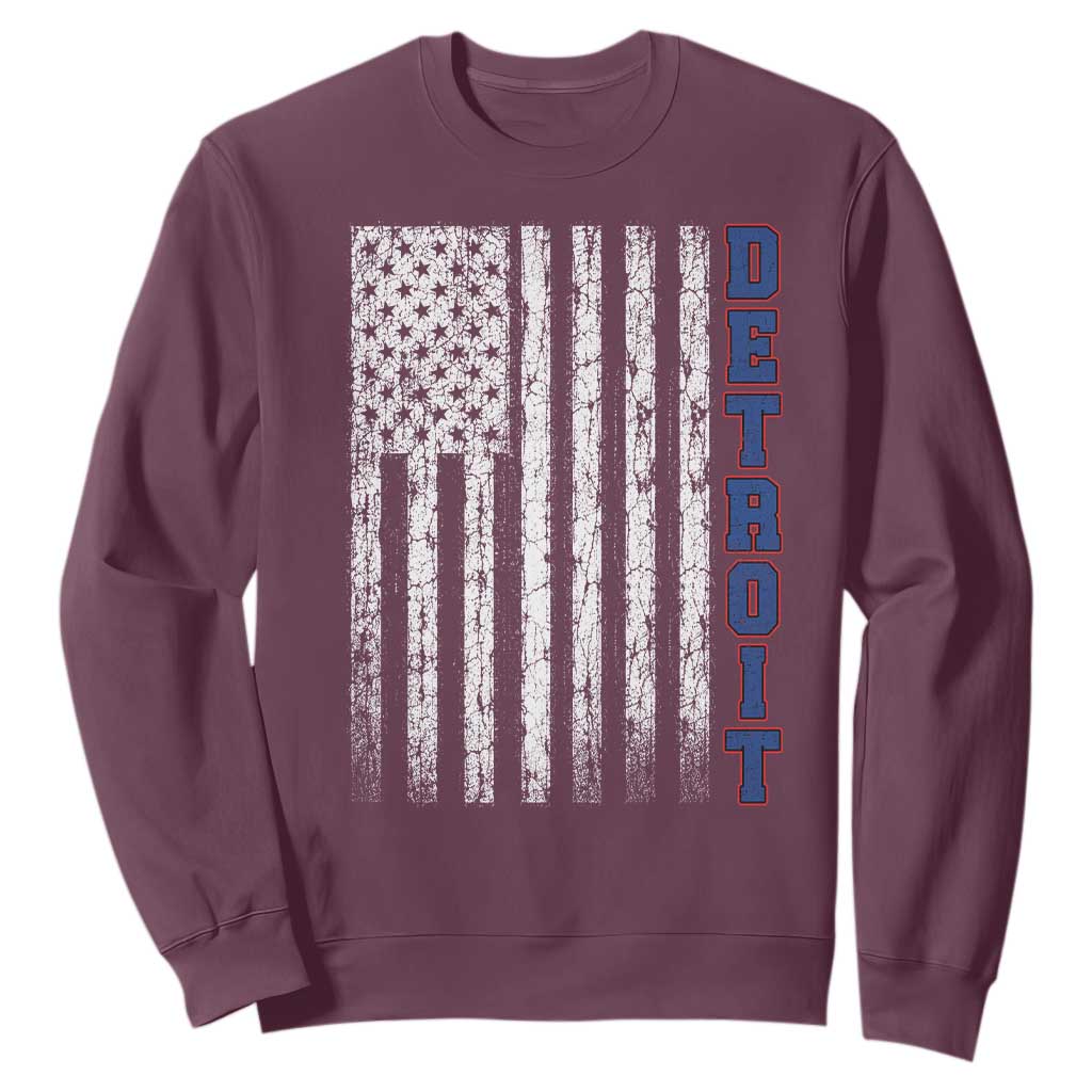 Detroit Michigan State Pride Vintage American Flag Sweatshirt TS11 Maroon Print Your Wear