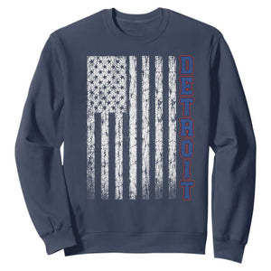 Detroit Michigan State Pride Vintage American Flag Sweatshirt TS11 Navy Print Your Wear
