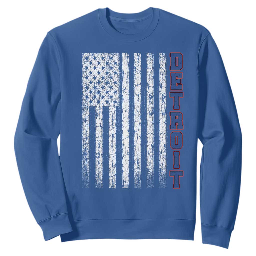 Detroit Michigan State Pride Vintage American Flag Sweatshirt TS11 Royal Blue Print Your Wear