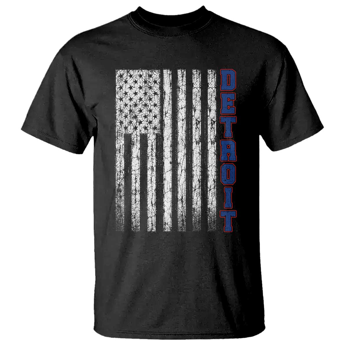 Detroit Michigan State Pride Vintage American Flag T Shirt TS11 Black Print Your Wear