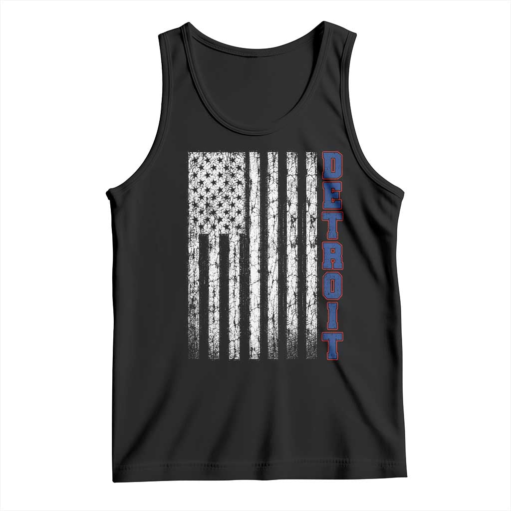 Detroit Michigan State Pride Vintage American Flag Tank Top TS11 Black Print Your Wear