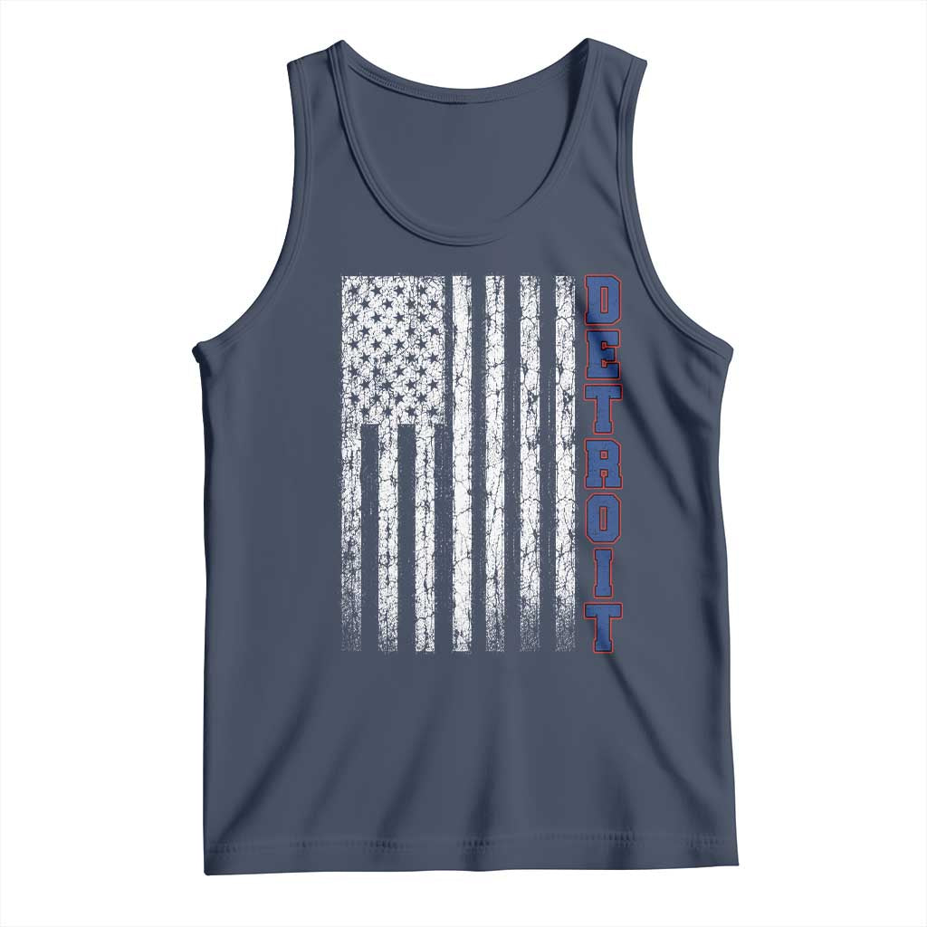 Detroit Michigan State Pride Vintage American Flag Tank Top TS11 Navy Print Your Wear