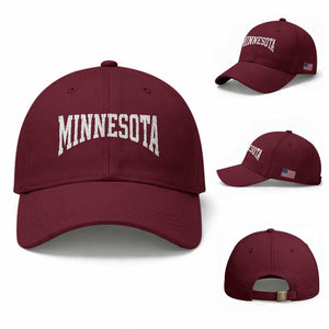 Minnesota MN State Throwback Design Vintage Baseball Cap TS11 Baseball Cap Universal Fit Maroon Print Your Wear