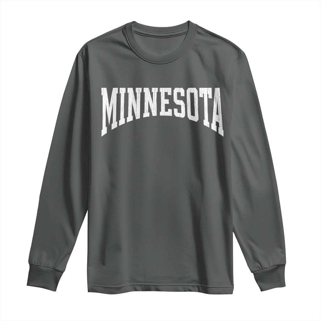 Minnesota MN State Throwback Design Vintage Long Sleeve Shirt TS11 Dark Heather Print Your Wear