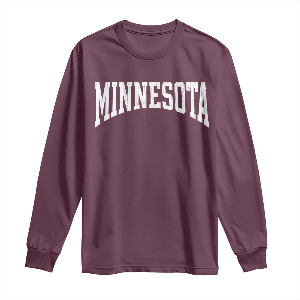 Minnesota MN State Throwback Design Vintage Long Sleeve Shirt TS11 Maroon Print Your Wear