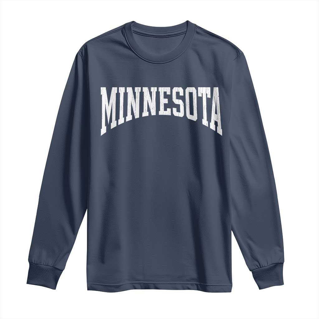 Minnesota MN State Throwback Design Vintage Long Sleeve Shirt TS11 Navy Print Your Wear