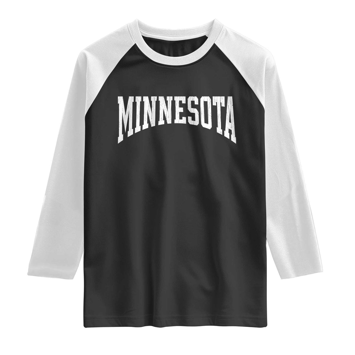 Minnesota MN State Throwback Design Vintage Raglan Shirt TS11 Black White Print Your Wear