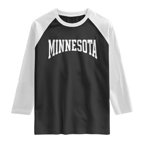 Minnesota MN State Throwback Design Vintage Raglan Shirt TS11 Black White Print Your Wear