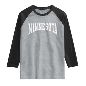 Minnesota MN State Throwback Design Vintage Raglan Shirt TS11 Heather Gray Black Print Your Wear