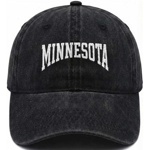 Minnesota MN State Throwback Design Vintage Washed Cotton Baseball Cap TS11 Print Your Wear