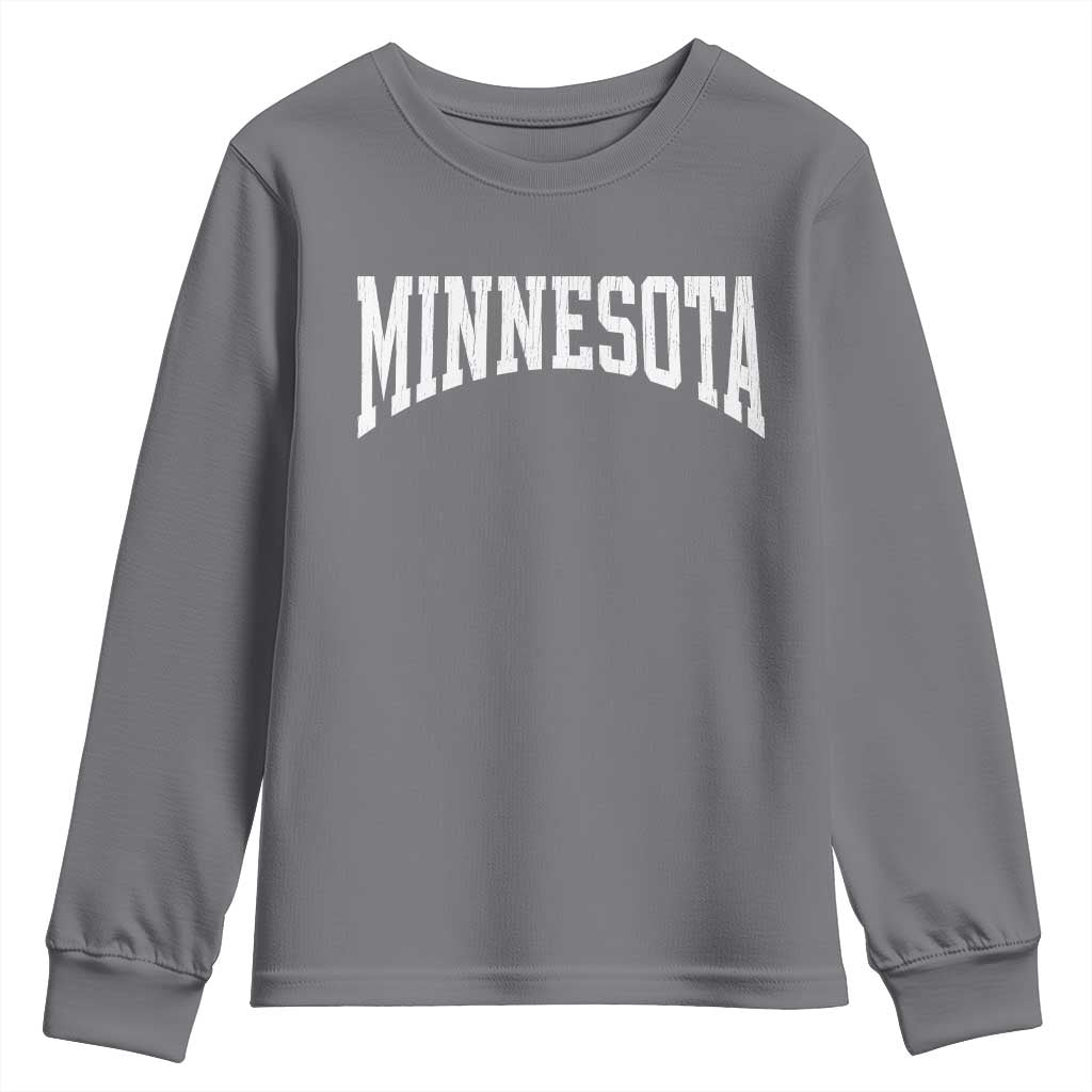 Minnesota MN State Throwback Design Vintage Youth Sweatshirt TS11 Charcoal Print Your Wear