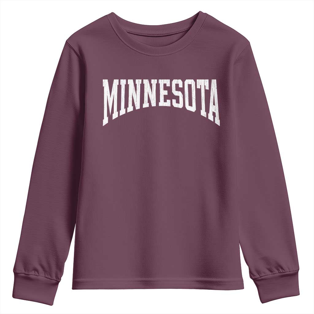 Minnesota MN State Throwback Design Vintage Youth Sweatshirt TS11 Maroon Print Your Wear