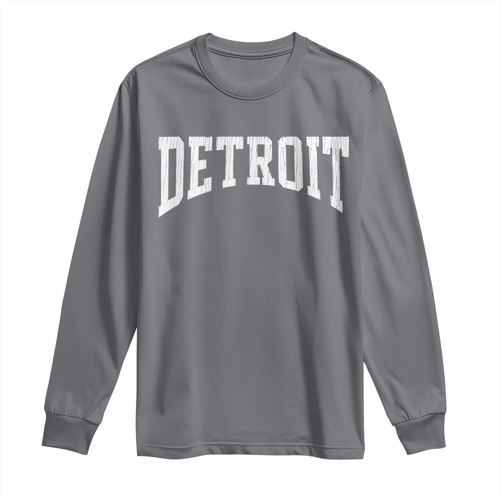 Detroit Michigan City Throwback Design Vintage Long Sleeve Shirt TS11 Charcoal Print Your Wear