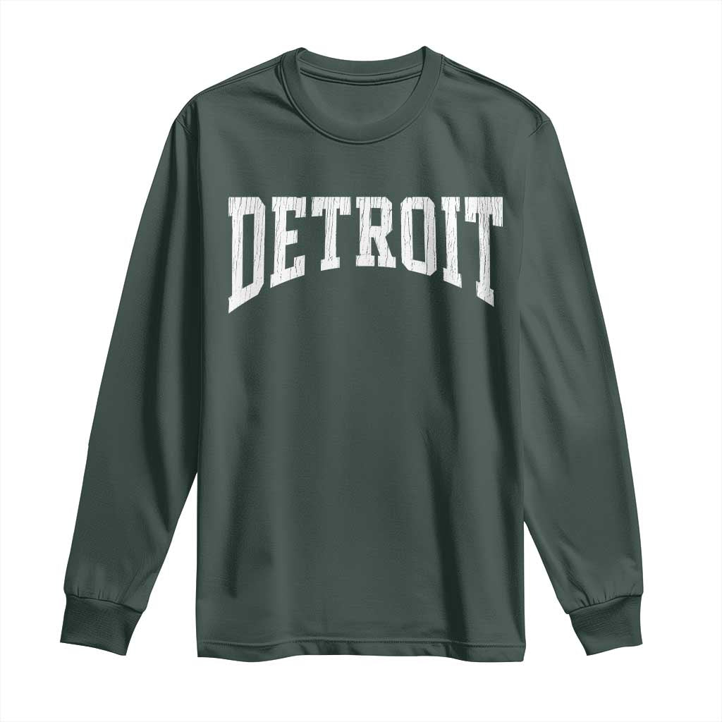 Detroit Michigan City Throwback Design Vintage Long Sleeve Shirt TS11 Dark Forest Green Print Your Wear
