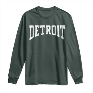 Detroit Michigan City Throwback Design Vintage Long Sleeve Shirt TS11 Dark Forest Green Print Your Wear
