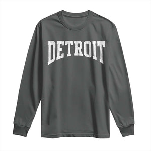 Detroit Michigan City Throwback Design Vintage Long Sleeve Shirt TS11 Dark Heather Print Your Wear
