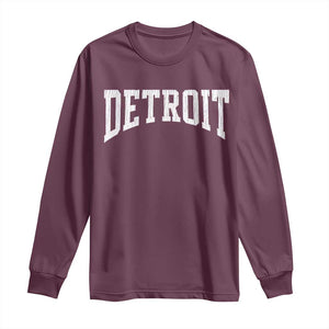 Detroit Michigan City Throwback Design Vintage Long Sleeve Shirt TS11 Maroon Print Your Wear
