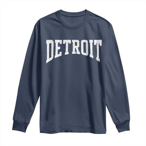 Detroit Michigan City Throwback Design Vintage Long Sleeve Shirt TS11 Navy Print Your Wear