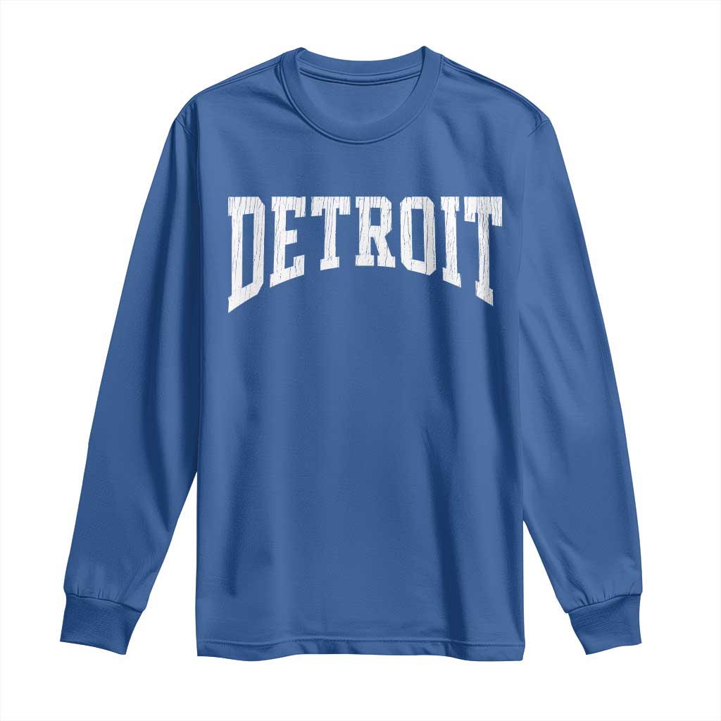 Detroit Michigan City Throwback Design Vintage Long Sleeve Shirt TS11 Royal Blue Print Your Wear