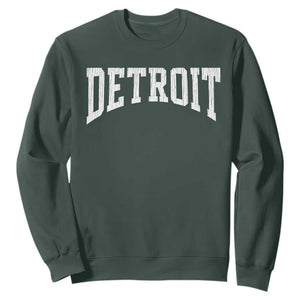 Detroit Michigan City Throwback Design Vintage Sweatshirt TS11 Dark Forest Green Print Your Wear