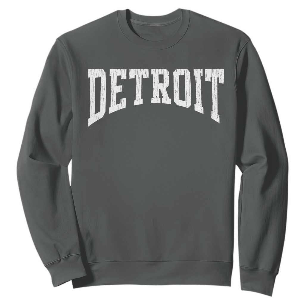 Detroit Michigan City Throwback Design Vintage Sweatshirt TS11 Dark Heather Print Your Wear