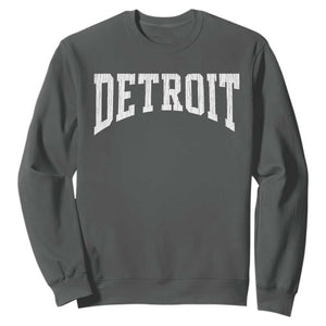 Detroit Michigan City Throwback Design Vintage Sweatshirt TS11 Dark Heather Print Your Wear