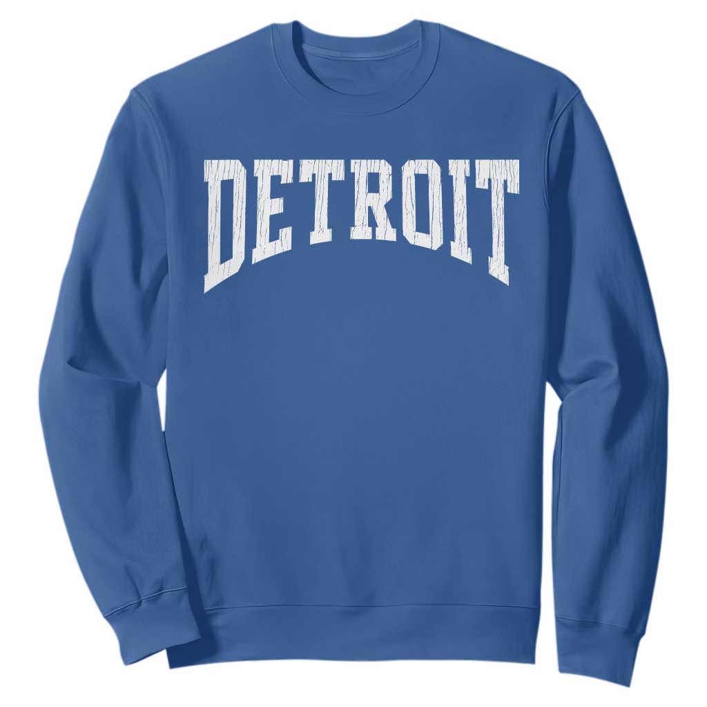 Detroit Michigan City Throwback Design Vintage Sweatshirt TS11 Royal Blue Print Your Wear