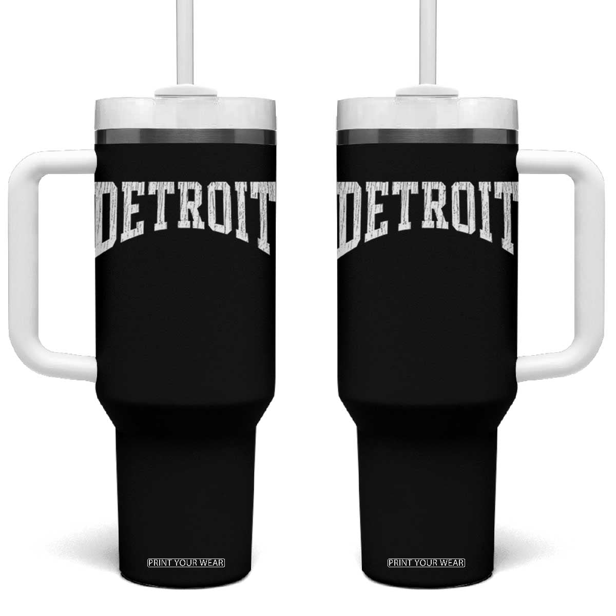 Detroit Michigan City Throwback Design Vintage Tumbler With Handle TS11 One Size: 40 oz Black Print Your Wear