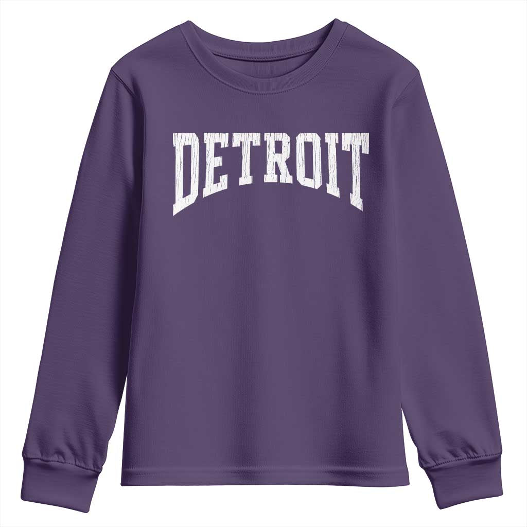 Detroit Michigan City Throwback Design Vintage Youth Sweatshirt TS11 Purple Print Your Wear