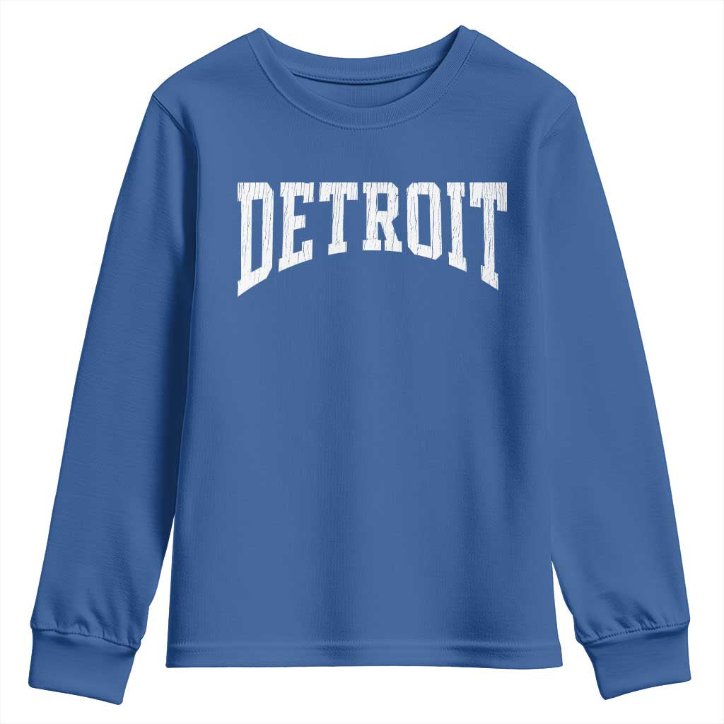 Detroit Michigan City Throwback Design Vintage Youth Sweatshirt TS11 Royal Blue Print Your Wear