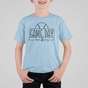Funny Baseball T Shirt For Kid Game Day Vibes Ball Softball Player TS11 Light Blue Print Your Wear